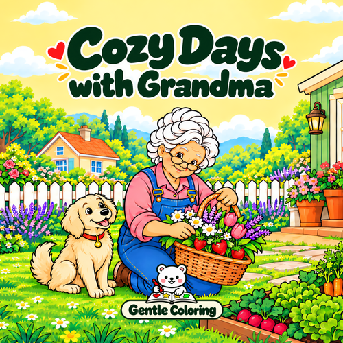 Cozy Days with Grandma — updated front cover with naturally posed dog