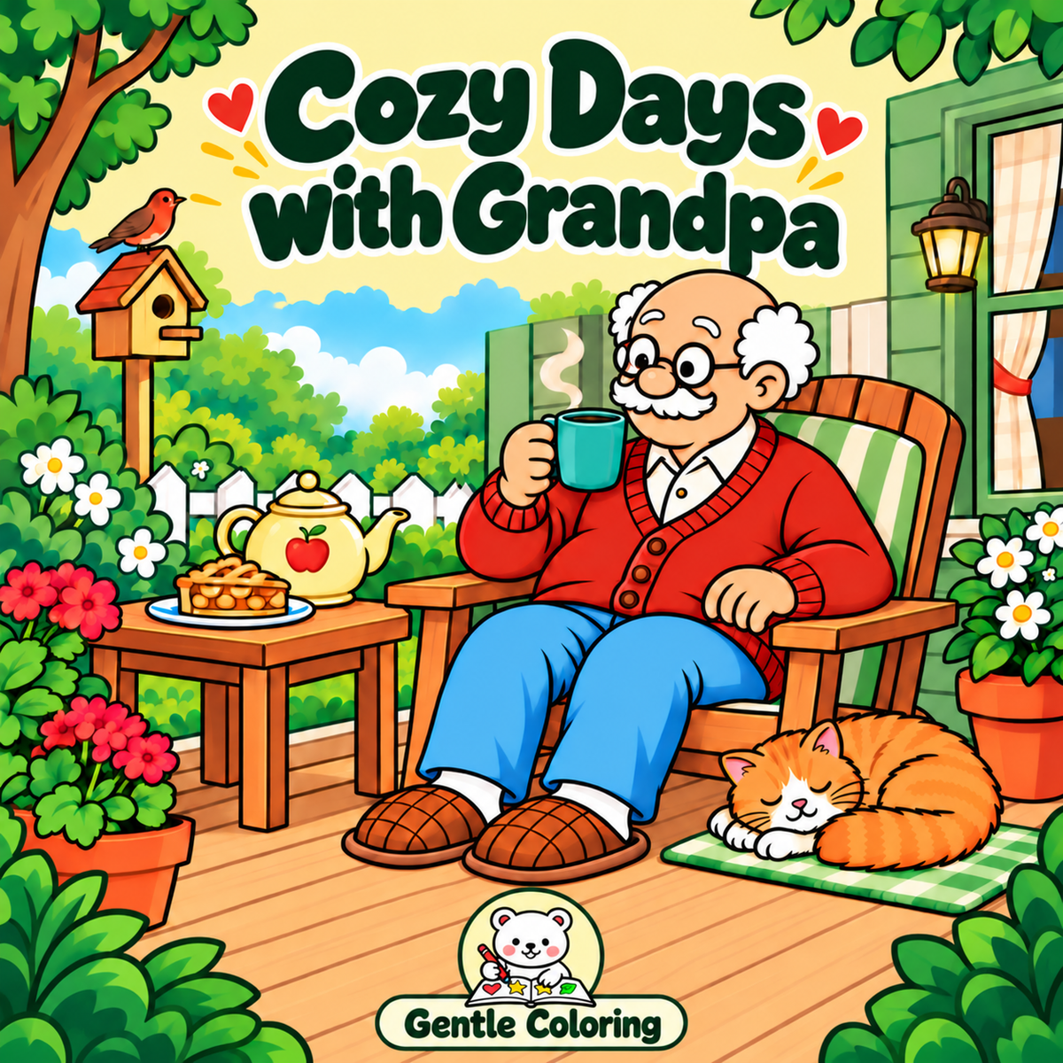 Cozy Days with Grandpa coloring book front cover